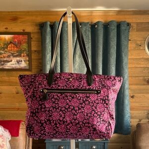 Michael Kors Black and Pink Floral Tote